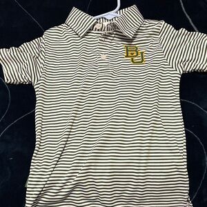 Baylor Striped Kids Polo Shirt - Green and White